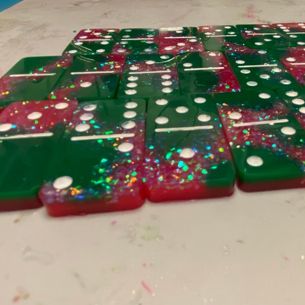 NEW Handmade Bundle (27 pcs) UV (black) Light Reactive Dominoes Set